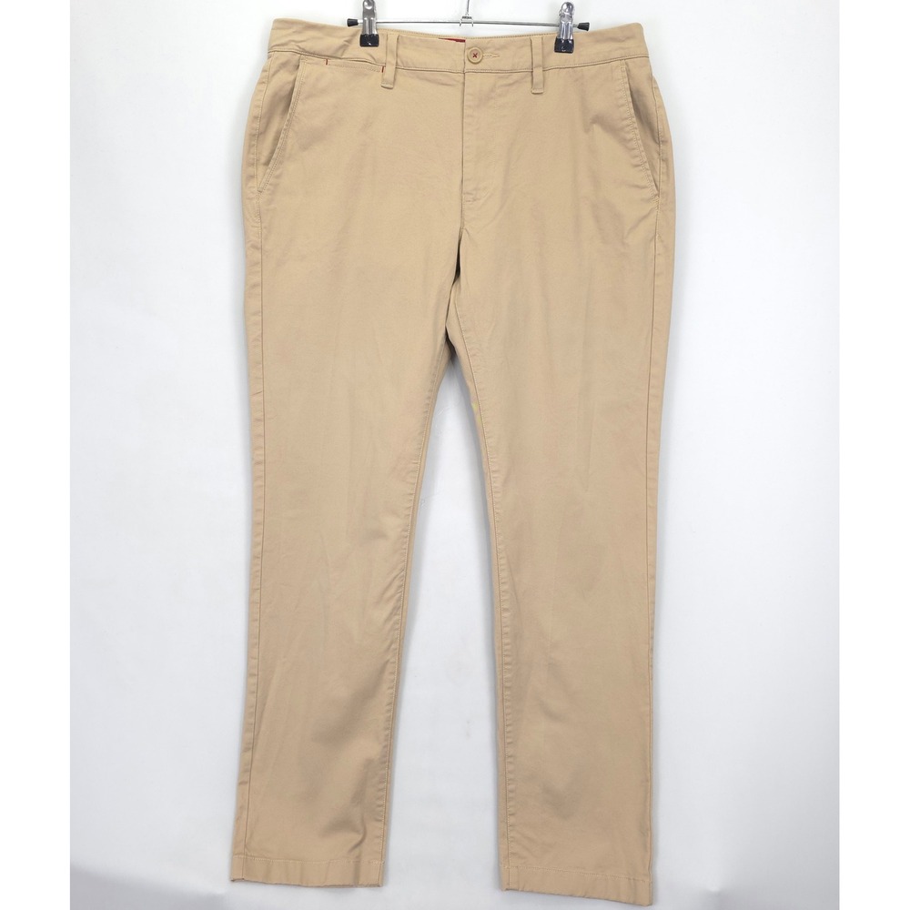 UNTUCKit St. Clair Pants Men 35x32 Tan Straight Fit Cotton Stretch Chinos Casual